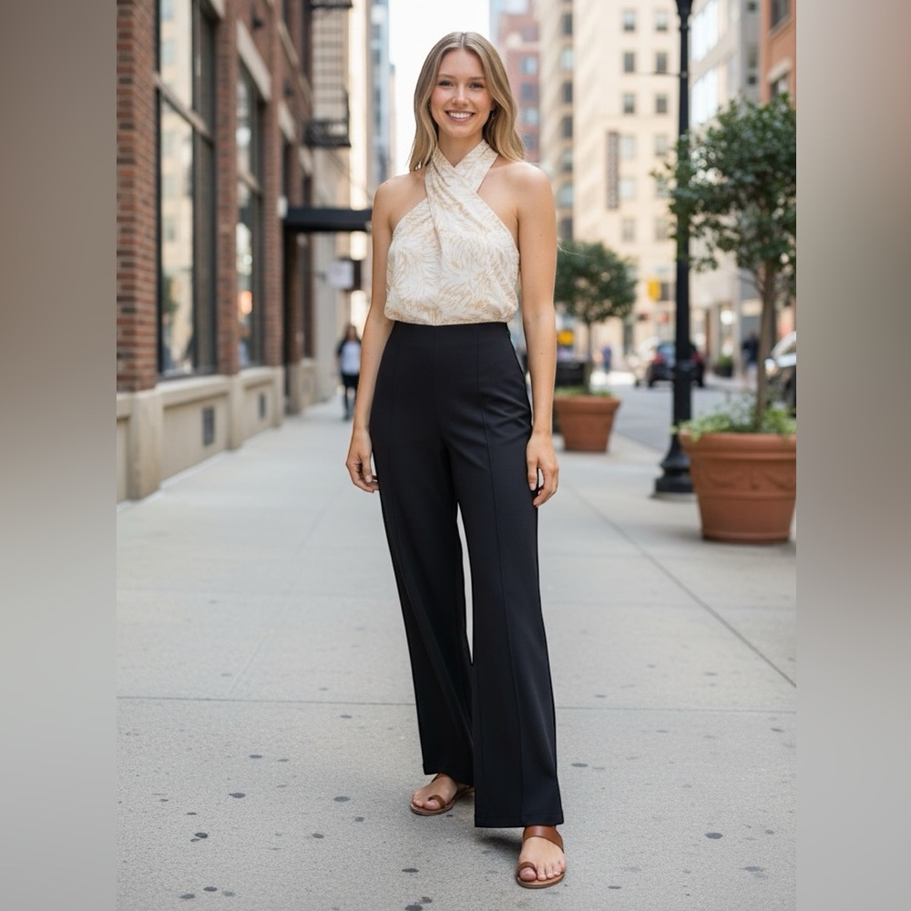 Lands end Starfish High Rise Palazzo Pants  Wide-Leg - Picture 2 of 4
